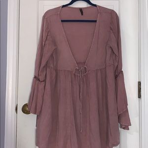 Pink flowy boho dress